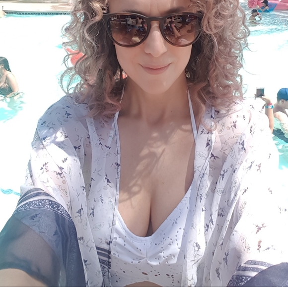 Sheer Blue Paisley Swim Cover-up - Picture 11 of 11